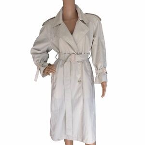 London Fog Vintage Trench Coat 4 Petite Beige Belted USA Made 70s 80s